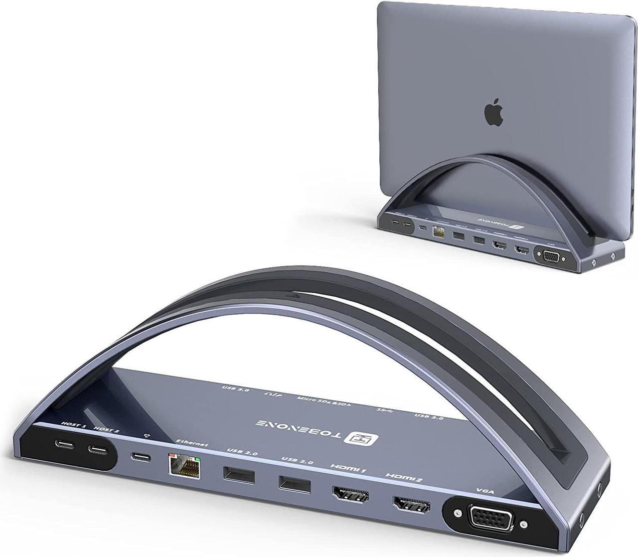 Main image of USB C Docking Station Dual Monitor for MacBook Pro/Air, USB C Dock Dual HMDI, USB C Hub with 2 4K HDMI for Mac, Docking Station Stand with VGA, USB C, PD3.0, 4 USB, Ethernet, Micro SD/TF, 3.5mm Audio