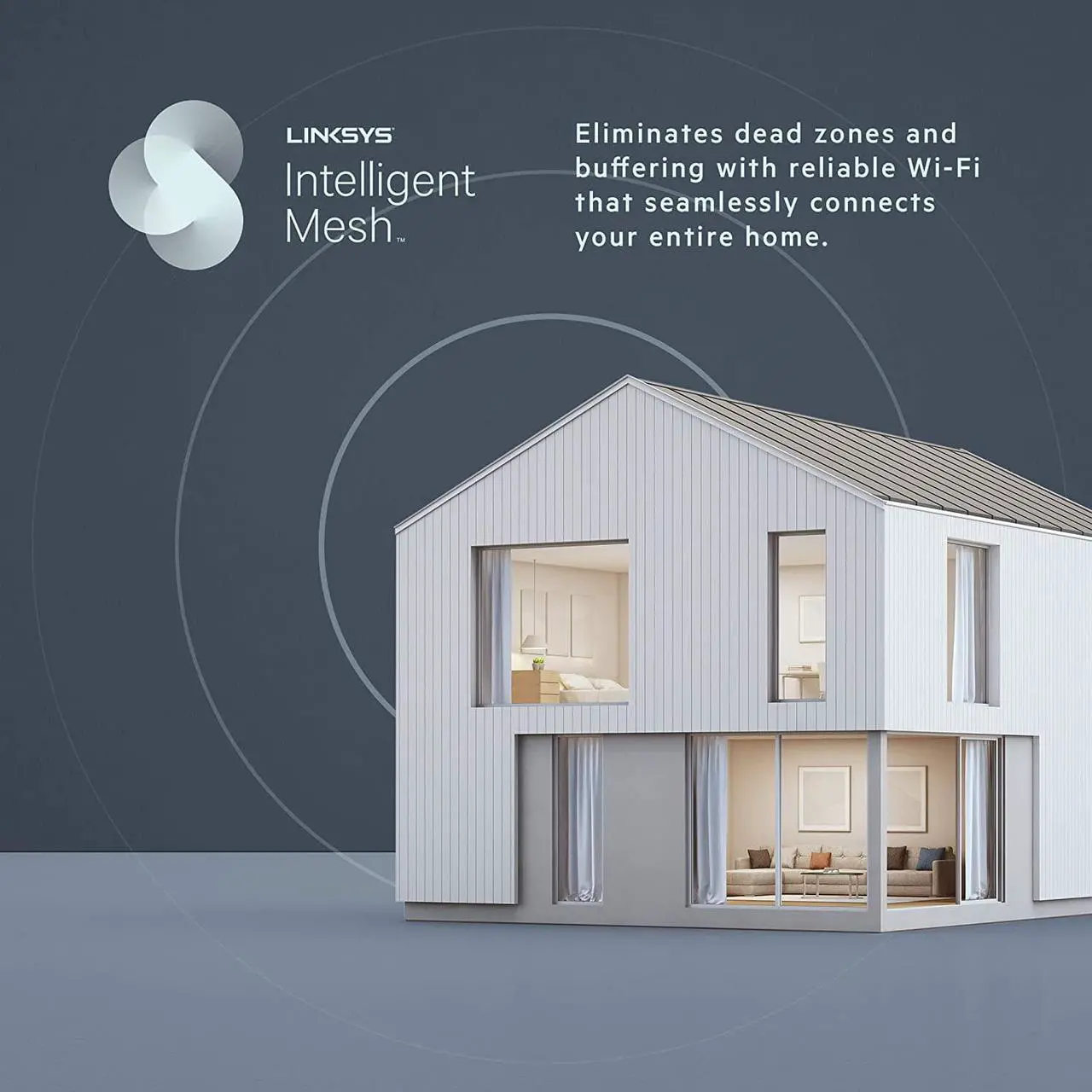 Alt view image 7 of 7 - Linksys Mesh Wifi 6 Router, Dual-Band, 1,700 Sq. ft Coverage, 25+ Devices, Speeds up to (AX1800) 1.8Gbps - MR7350