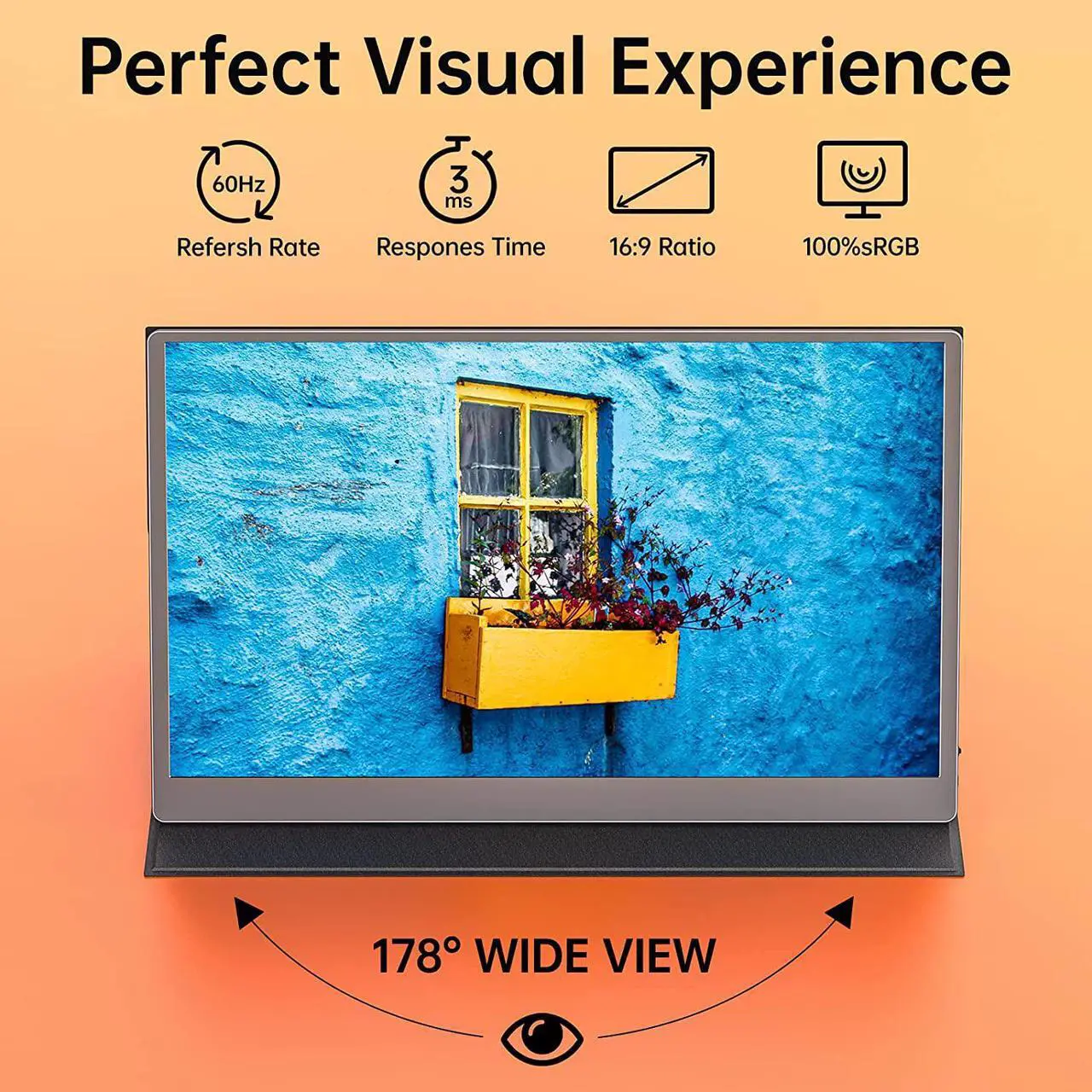 Alt view image 4 of 7 - Portable Monitor15.6 inch 1080P FHD HDR USB-C Portable Screen Dual Type-C Mini HDMI IPS FreeSync Computer Display with Speakers for Laptop PC Mac Surface Xbox Switch PS4/5 with Smart Cover