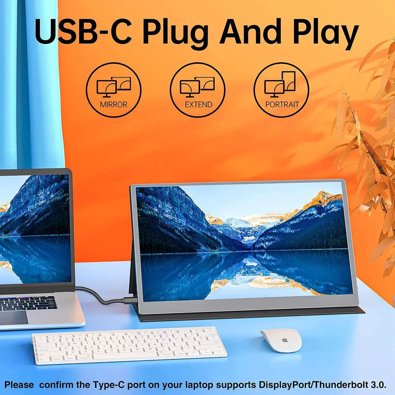 Alt view image 2 of 7 - Portable Monitor15.6 inch 1080P FHD HDR USB-C Portable Screen Dual Type-C Mini HDMI IPS FreeSync Computer Display with Speakers for Laptop PC Mac Surface Xbox Switch PS4/5 with Smart Cover