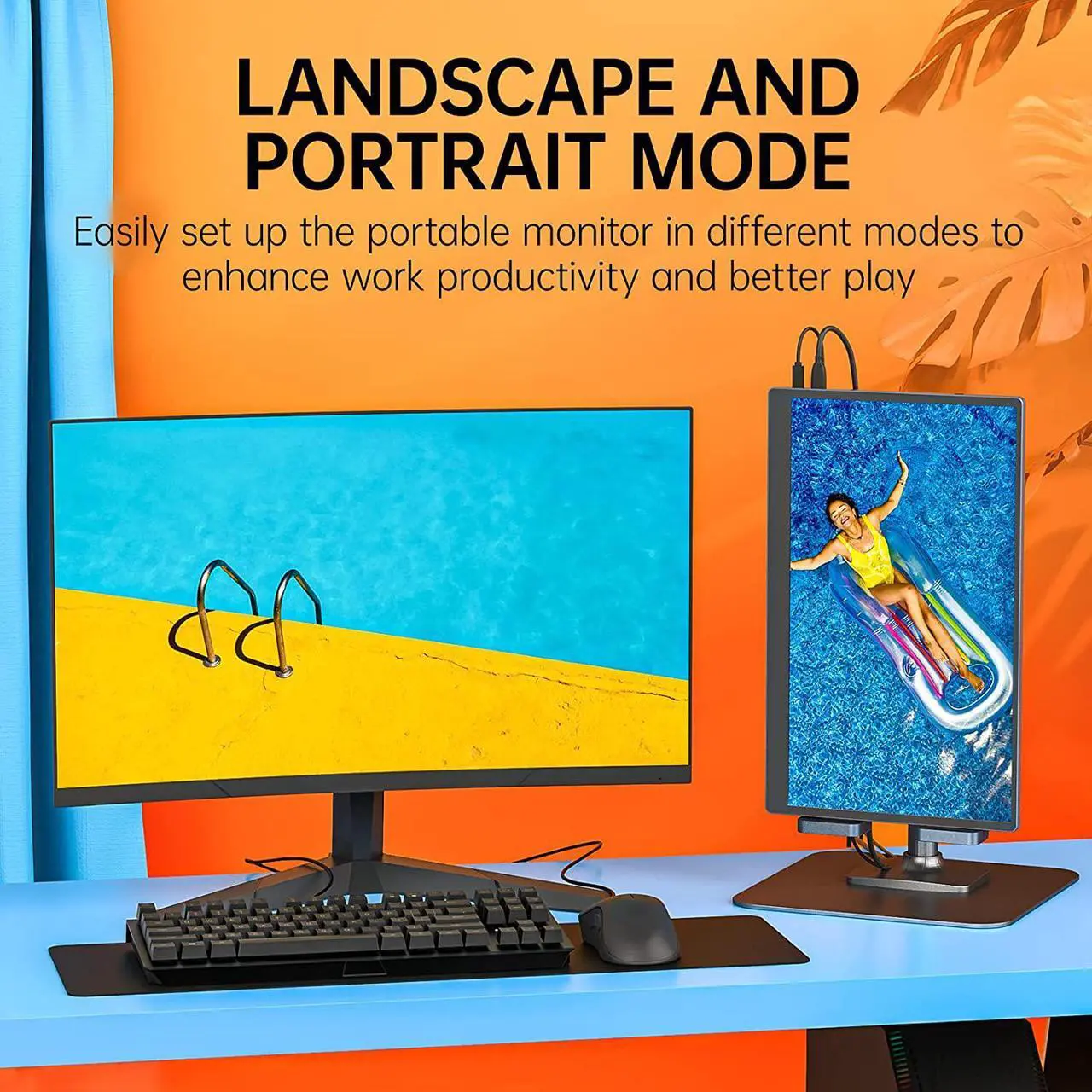 Alt view image 6 of 7 - Portable Monitor15.6 inch 1080P FHD HDR USB-C Portable Screen Dual Type-C Mini HDMI IPS FreeSync Computer Display with Speakers for Laptop PC Mac Surface Xbox Switch PS4/5 with Smart Cover