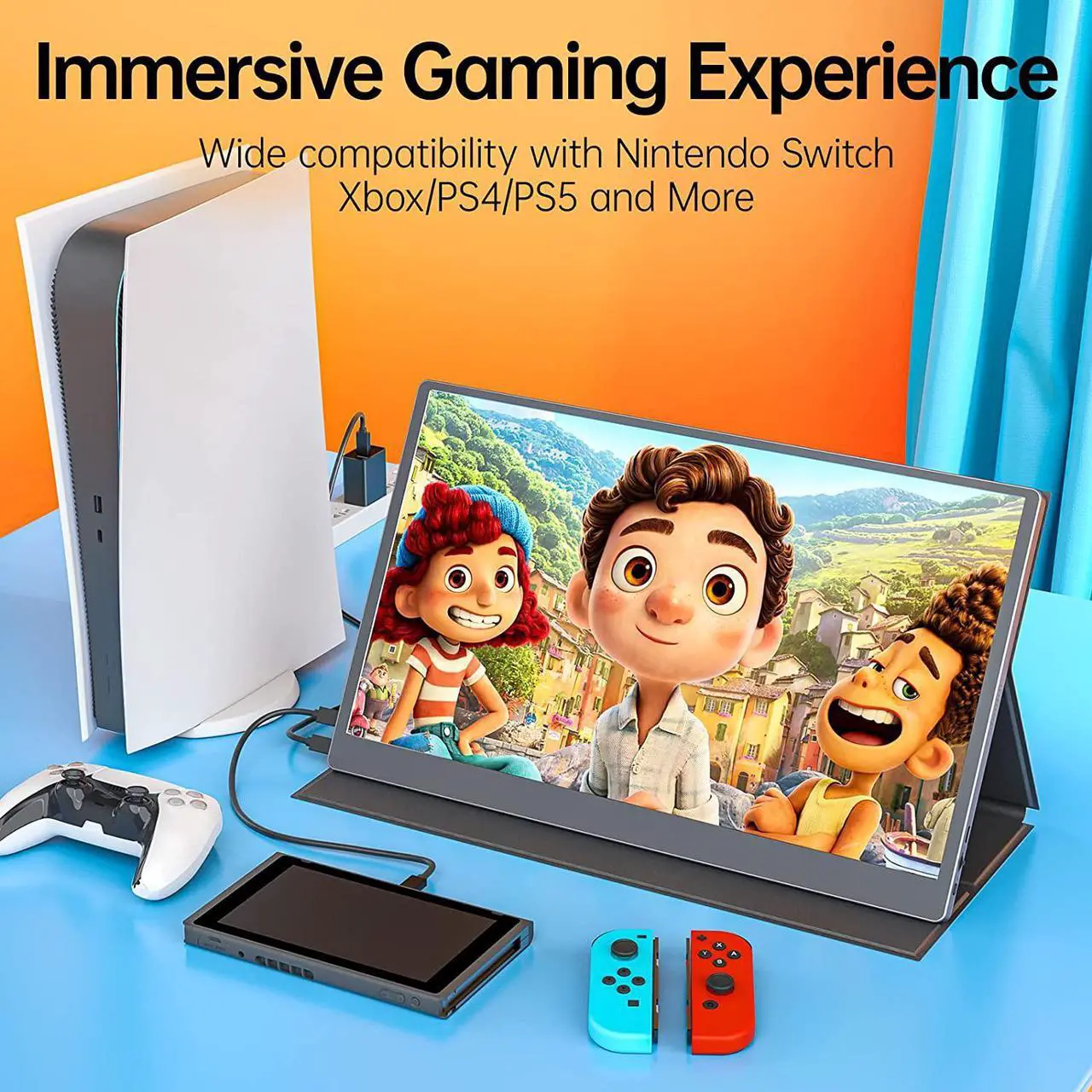 Alt view image 7 of 7 - Portable Monitor15.6 inch 1080P FHD HDR USB-C Portable Screen Dual Type-C Mini HDMI IPS FreeSync Computer Display with Speakers for Laptop PC Mac Surface Xbox Switch PS4/5 with Smart Cover