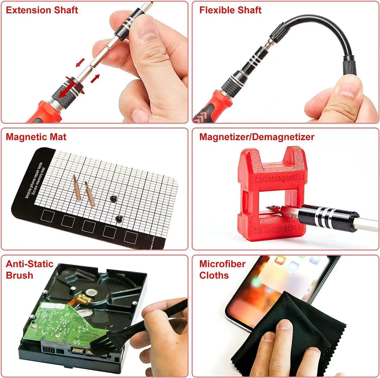 Alt view image 4 of 7 - Precision Screwdriver Set 124-Piece Electronics Tool Kit with 101 Bits Magnetic Screwdriver Set for Computer, Laptop, Cell Phone, PC, MacBook, iPhone, Nintendo Switch, PS4, PS5, Xbox Repair