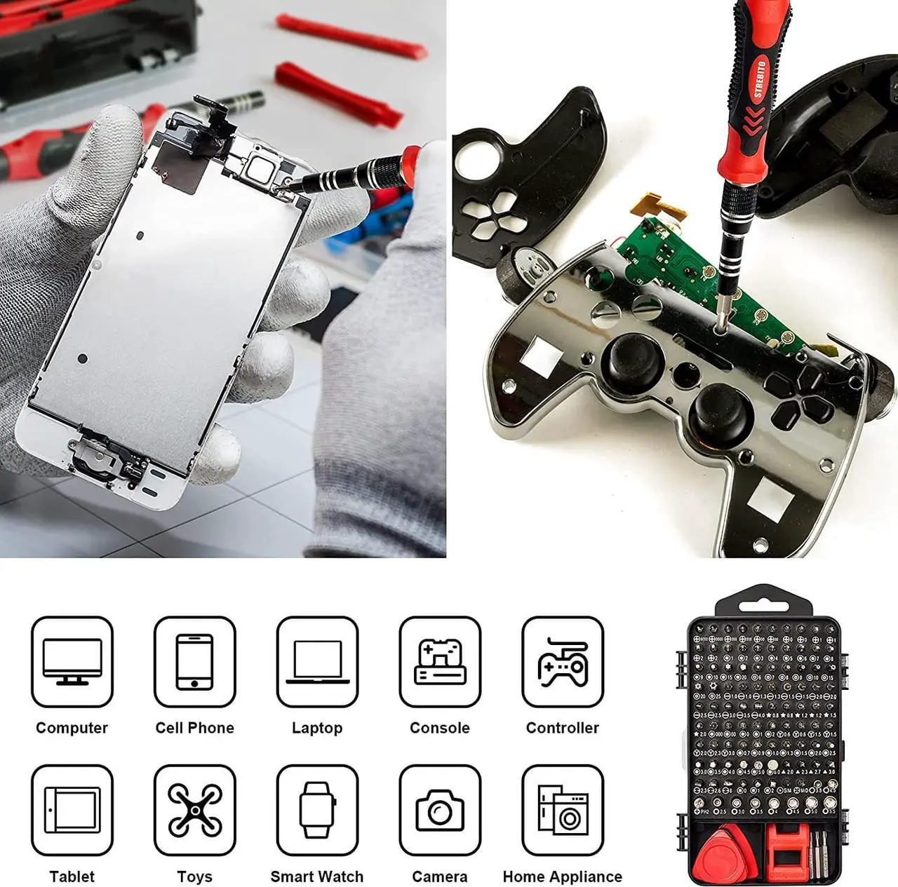 Alt view image 2 of 7 - Precision Screwdriver Set 124-Piece Electronics Tool Kit with 101 Bits Magnetic Screwdriver Set for Computer, Laptop, Cell Phone, PC, MacBook, iPhone, Nintendo Switch, PS4, PS5, Xbox Repair