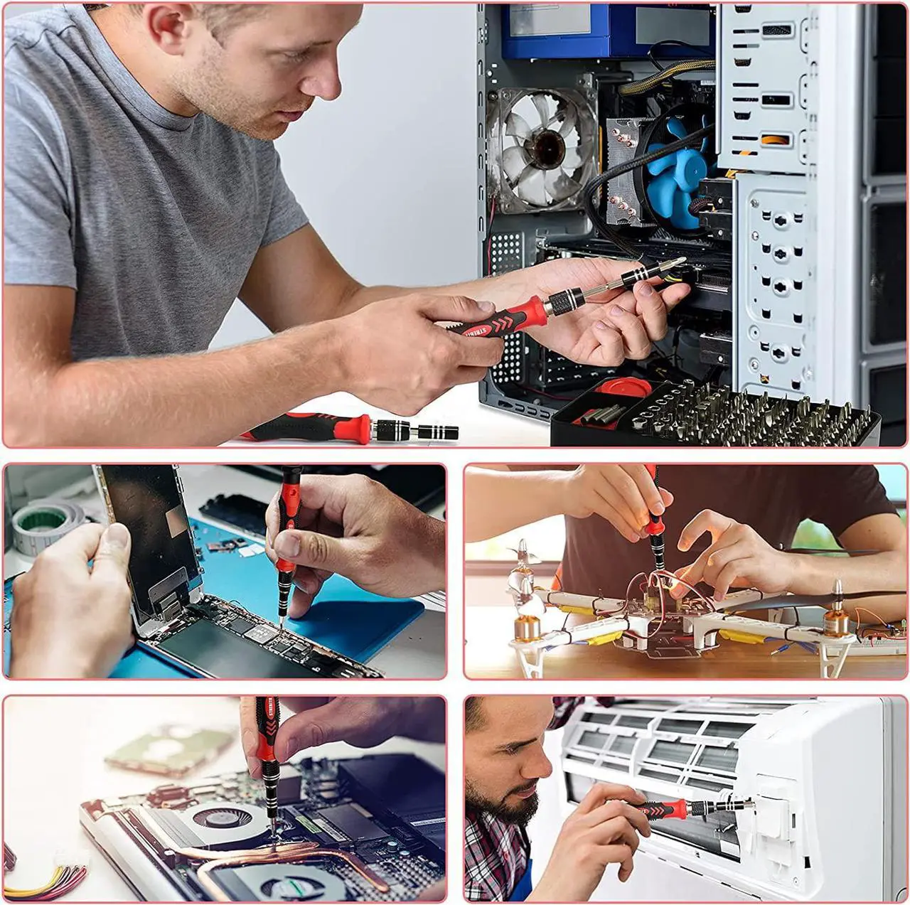 Alt view image 6 of 7 - Precision Screwdriver Set 124-Piece Electronics Tool Kit with 101 Bits Magnetic Screwdriver Set for Computer, Laptop, Cell Phone, PC, MacBook, iPhone, Nintendo Switch, PS4, PS5, Xbox Repair
