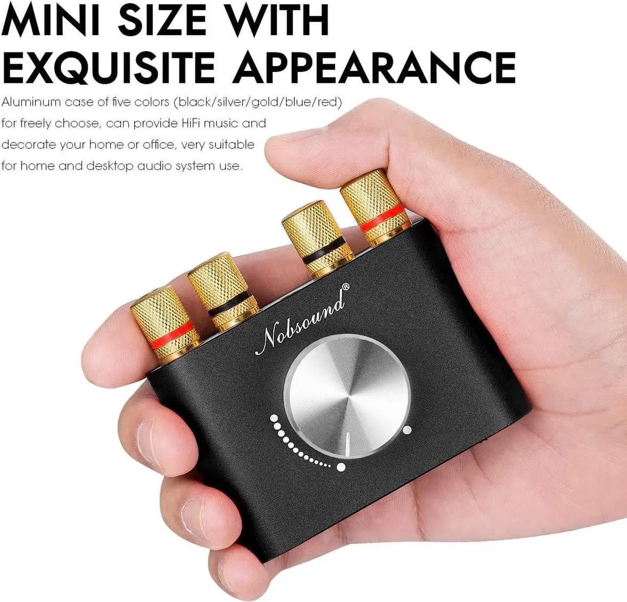 Alt view image 4 of 7 - Mini Bluetooth 5.0 Power Amplifier, Stereo Hi-Fi Digital Amp 2.0 Channel 50W×2 with AUX/USB/Bluetooth Input, Wireless Audio Receiver, PC Sound Card with Power Supply (Black)