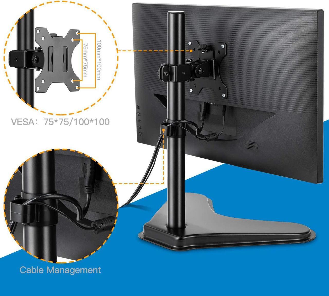 Alt view image 7 of 7 - Single Monitor Mount, Monitor Arm Desk Stand for 13 to 32" Computer, Freestanding Heavy Duty Steel Base, Adjustable Height Full Motion Swivel VESA 75x75mm/100x100mm, Weight Holds up to 17.6 lbs