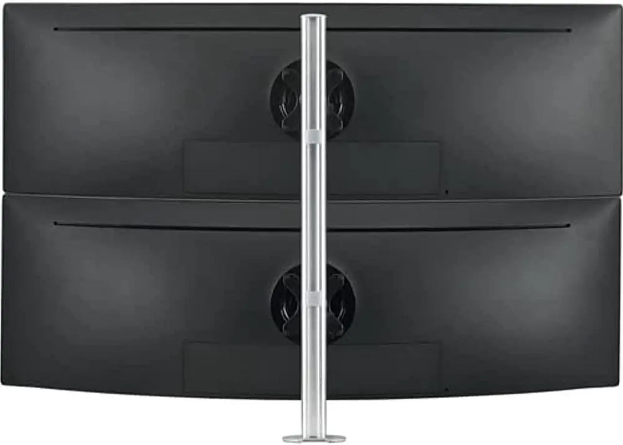 Alt view image 2 of 3 - AWMS-2-LTH75-H-S Dual Stack Heavy Monitor Desk Mount - Flat and Curved up to 49in - VESA 75x75, 100x100 - Tool-Free Adjustable Monitor Height, tilt, pan - Quick Display Release