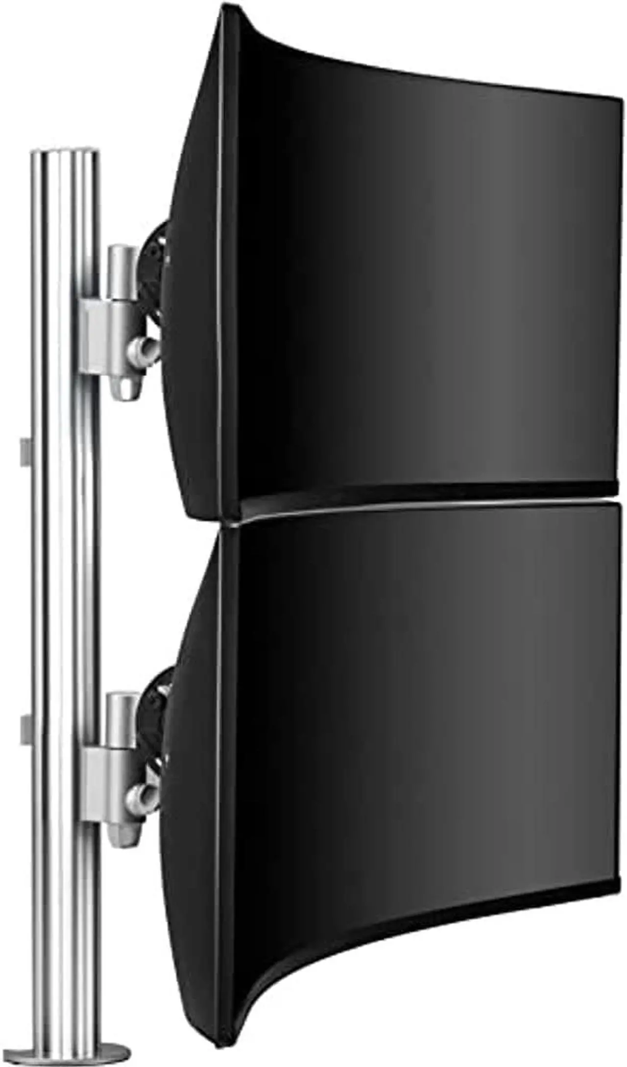 Main image of AWMS-2-LTH75-H-S Dual Stack Heavy Monitor Desk Mount - Flat and Curved up to 49in - VESA 75x75, 100x100 - Tool-Free Adjustable Monitor Height, tilt, pan - Quick Display Release
