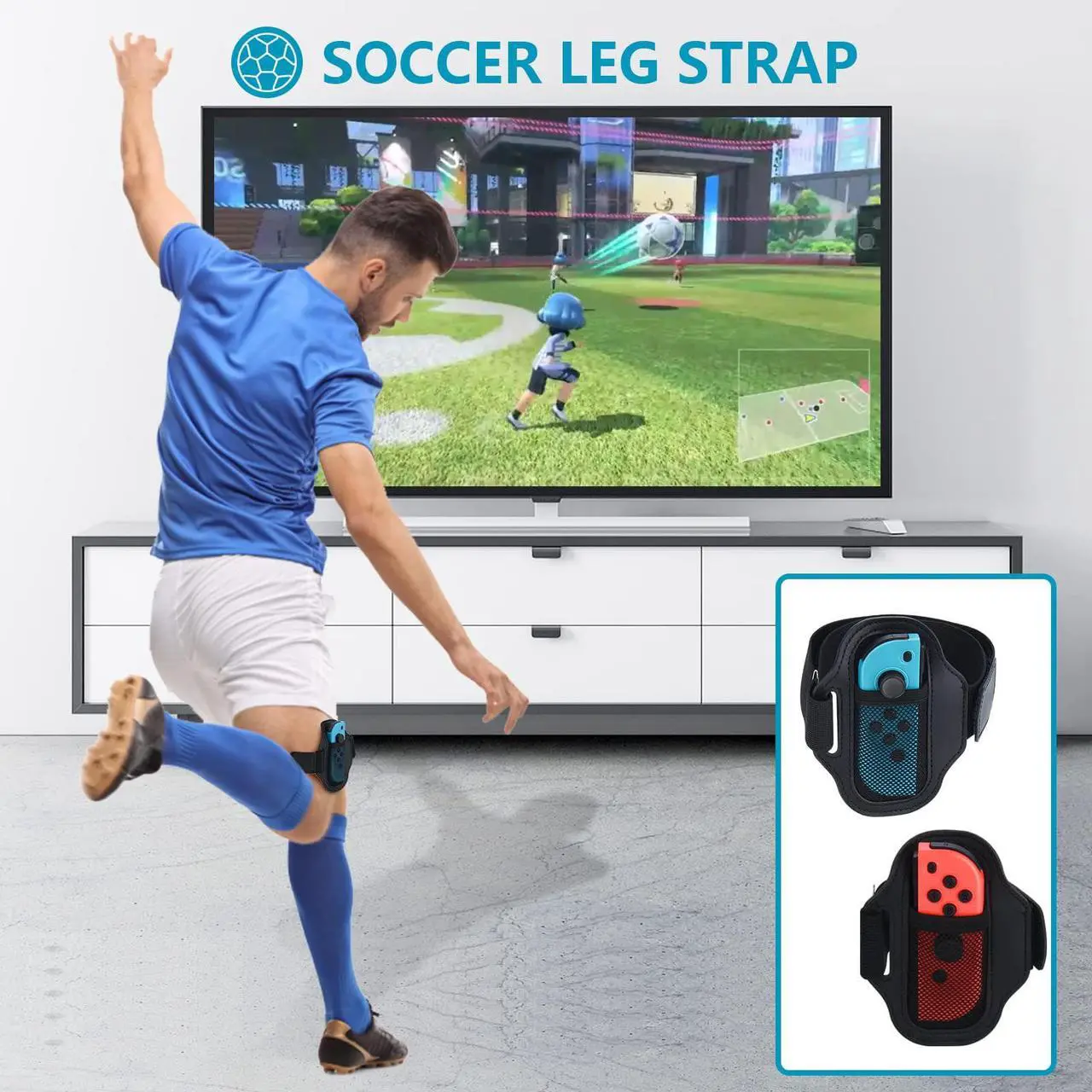 Alt view image 5 of 7 - 2022 Nintendo Switch Sports Accessories Bundle, 10 in 1 Family Sports Game Accessories Kit for Switch OLED, Joycon Grip for Hand Strap & Leg Strap,Chambara,Bowling Grip and Tennis/Badminton Rackets