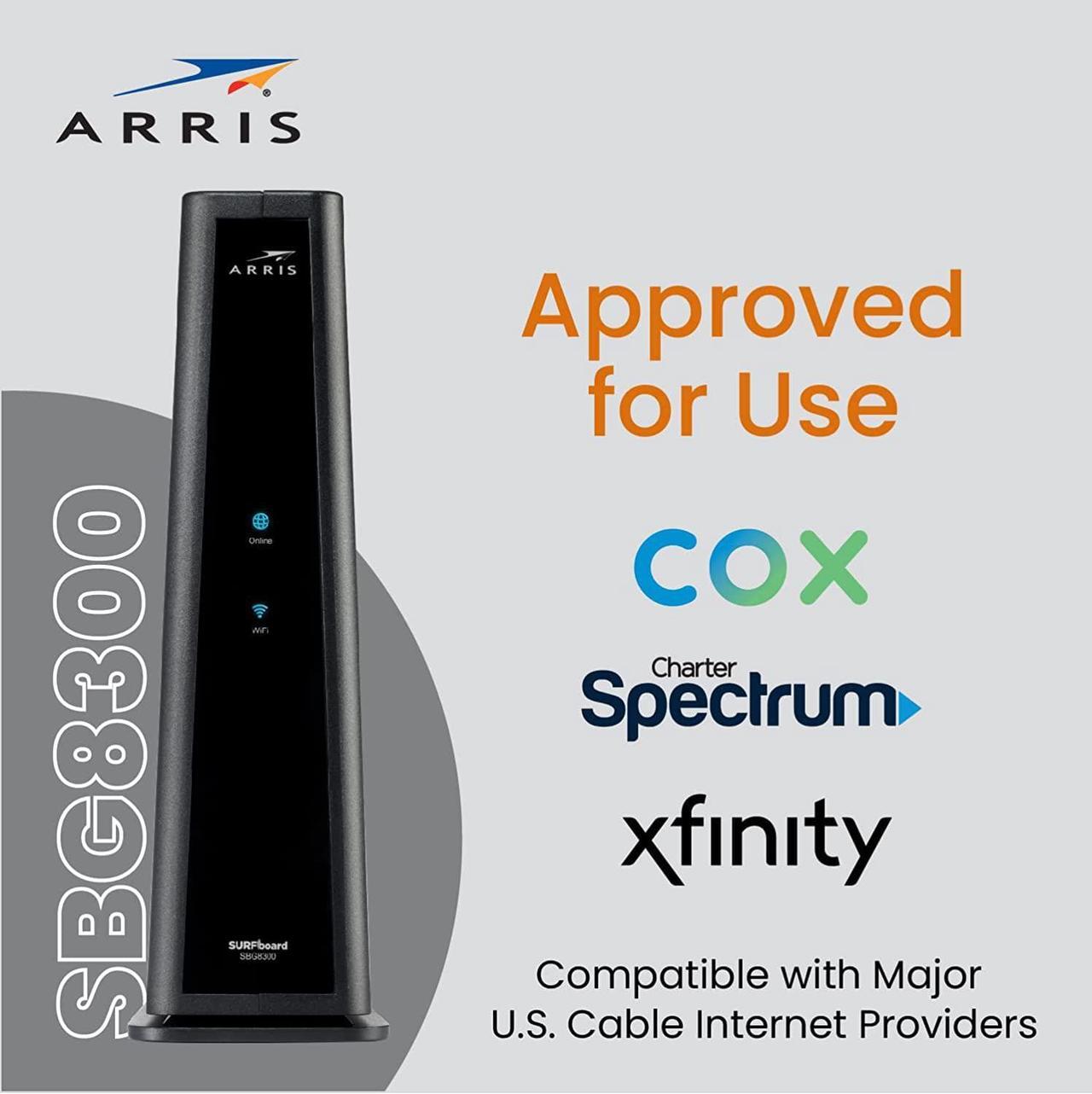 Alt view image 3 of 6 - ARRIS SURFboard SBG8300 DOCSIS 3.1 Gigabit Cable Modem & AC2350 Wi-Fi Router | Comcast Xfinity, Cox, Spectrum & more | Four 1 Gbps Ports | 1 Gbps Max Internet Speeds | 4 OFDM Channels 2 Year Warranty