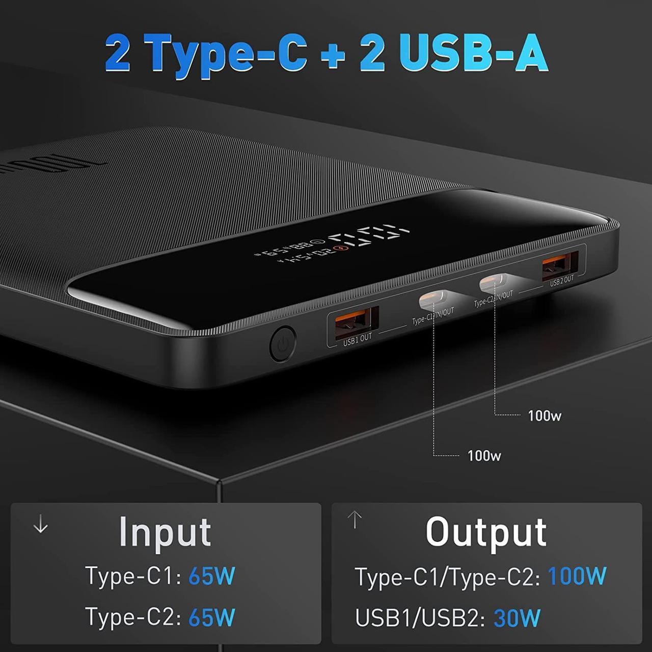 Alt view image 4 of 7 - Laptop Power Bank, Baseus 100W Blade USB C Portable Laptop Charger, Super Fast Charging 20000mAh Slim Battery Pack for Laptop, MacBook Air, Dell, IPad, HP, iPhone, Samsung Galaxy, Switch and More