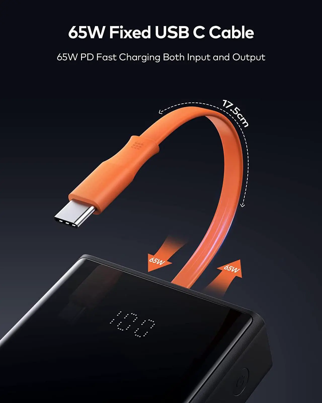 Alt view image 2 of 6 - USB C Power Bank for Laptop, 20000mAh 65W Portable Laptop Power Bank Built in USB C Cable, 4 Outputs External Battery Pack for Lenovo, HP, Dell, MacBook Pro, for iPhone 14, Samsung and More