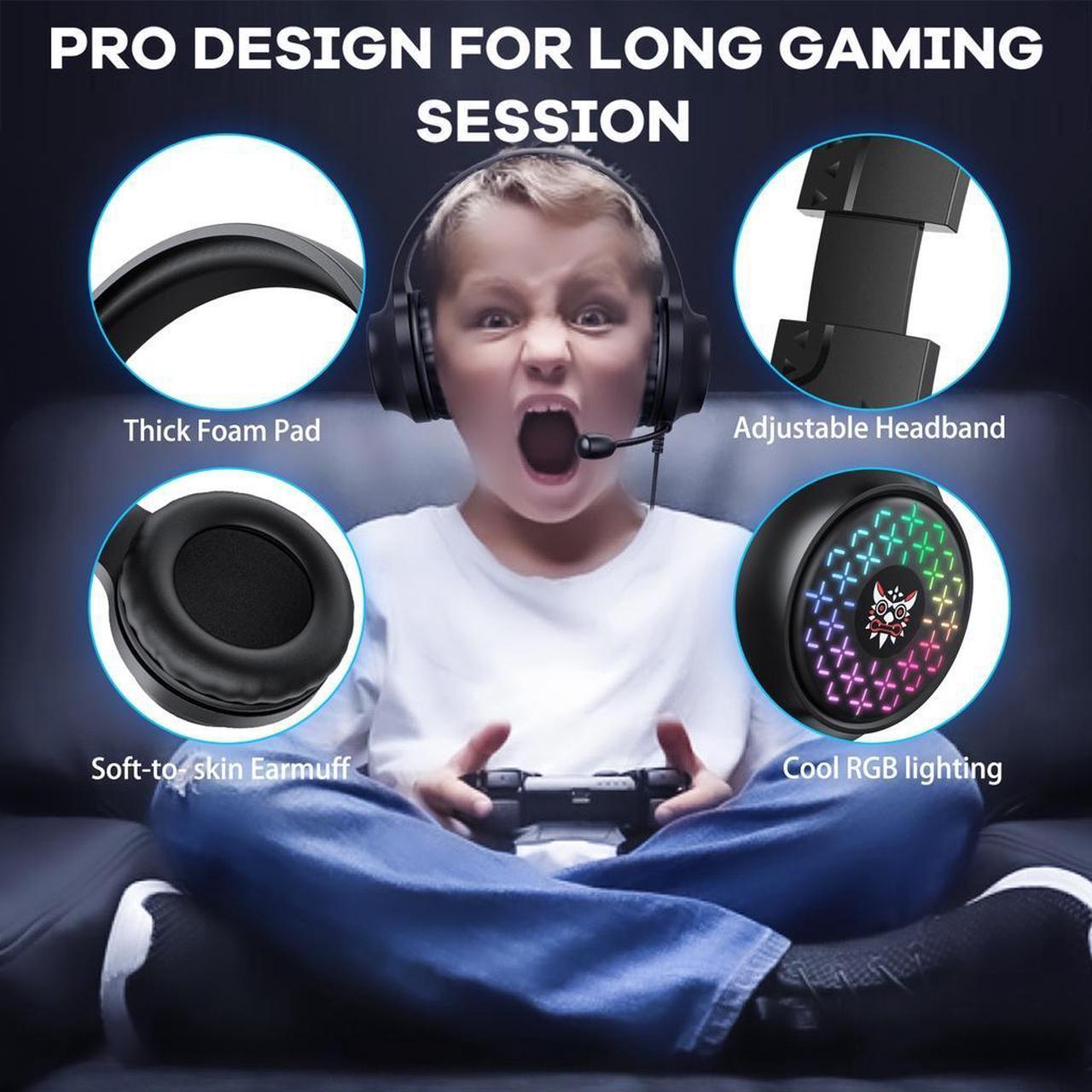 Alt view image 6 of 6 - Zhhcyyds X7 PRO RGB Gaming Headset with Mic and Noise Cancellation Headphone Gaming with Led Light for Mobile Phone Laptop PS4