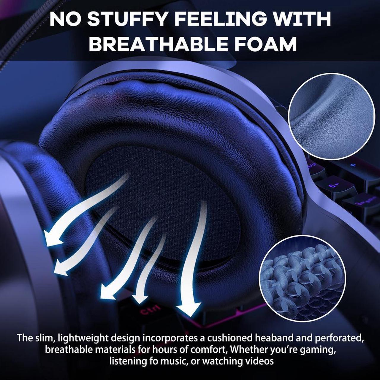 Alt view image 5 of 6 - Zhhcyyds X7 PRO RGB Gaming Headset with Mic and Noise Cancellation Headphone Gaming with Led Light for Mobile Phone Laptop PS4
