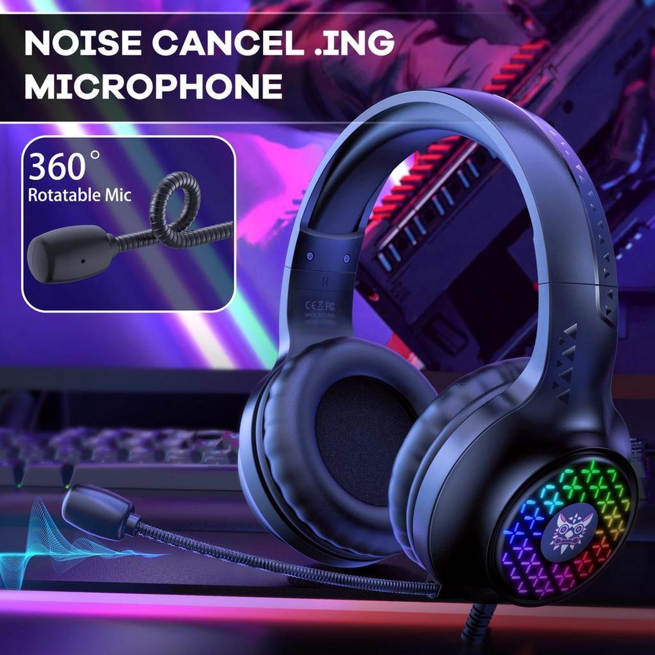 Alt view image 3 of 6 - Zhhcyyds X7 PRO RGB Gaming Headset with Mic and Noise Cancellation Headphone Gaming with Led Light for Mobile Phone Laptop PS4
