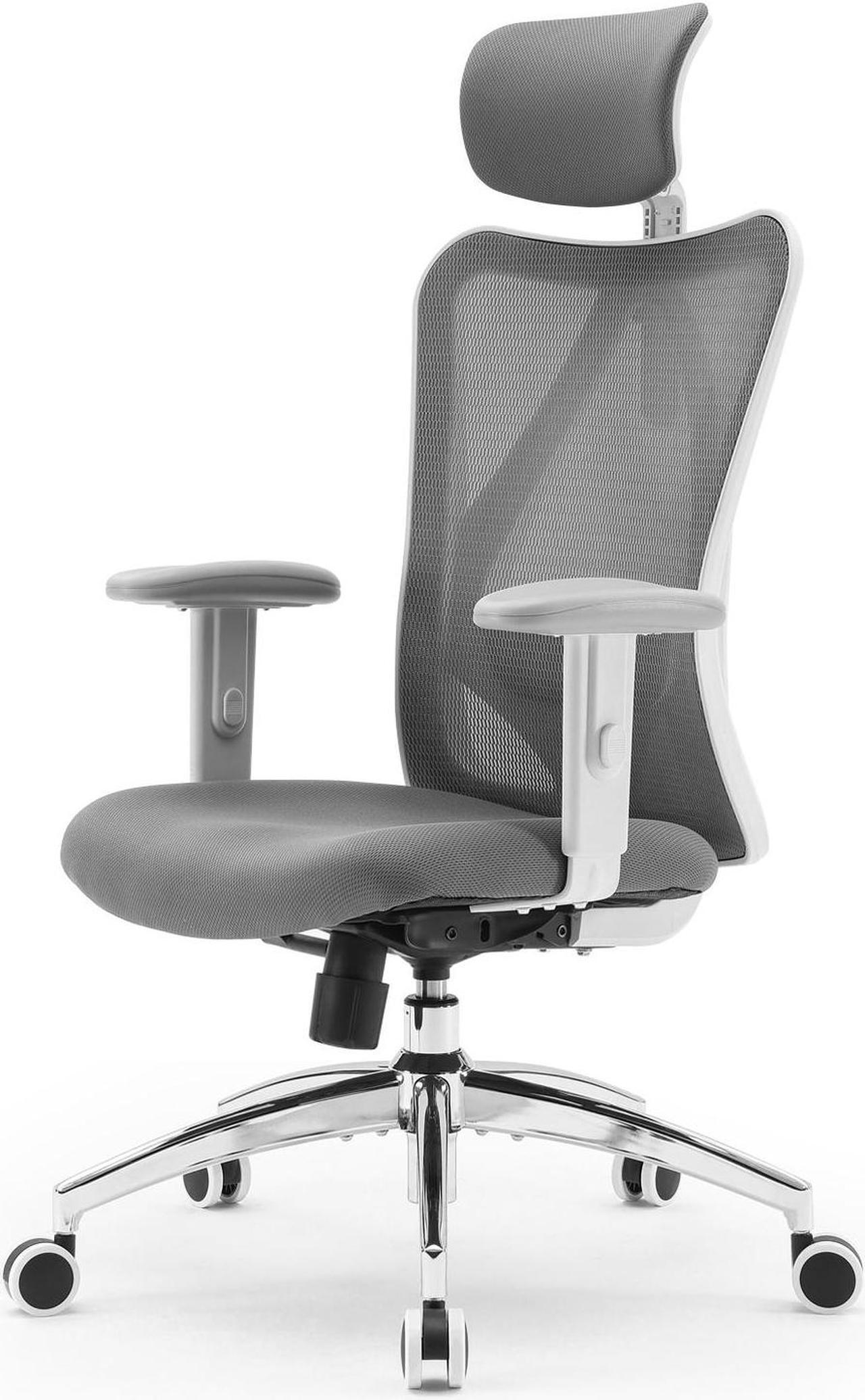 Alt view image 3 of 6 - SIHOO High-Back Mesh Office Chair, Ergonomic Chair for Desk, Breathable Mesh Adjustable Headrests for Home Office, light gray