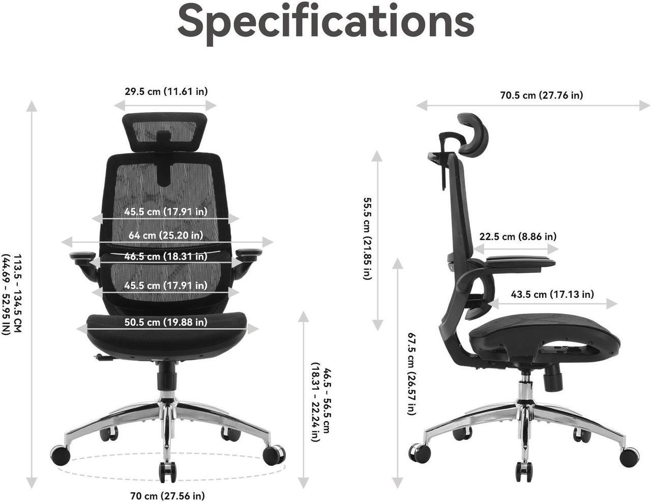 Alt view image 3 of 7 - SIHOO M59AS Ergonomic Office Chair, Computer Chair with 3D Flip-up Armrests, Dual Backrest with Dynamic Adaptive Lumbar Support Black