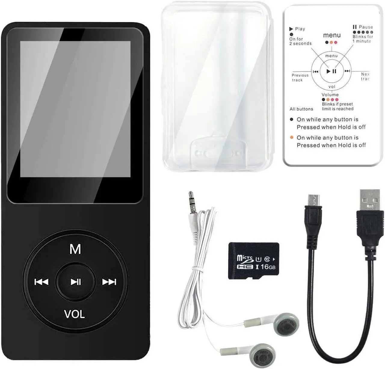 Alt view image 7 of 7 - JIACHARMED MP3/MP4 Player with 16GB TF Card, Bluetooth Music Player Build-in Speaker/Photo/Video Play/FM Radio/Voice Recorder/E-Book Reader, Supports up to 128GB