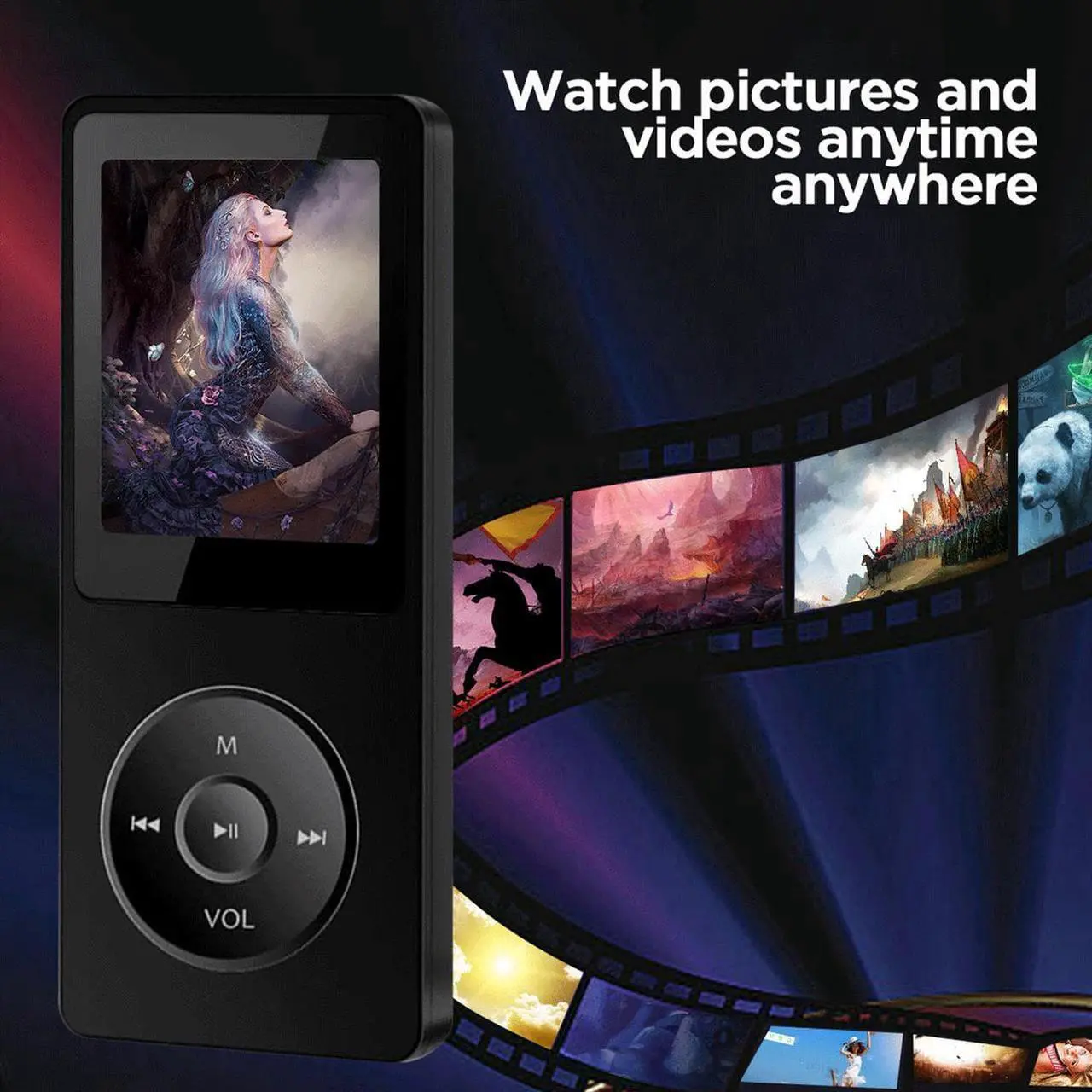 Alt view image 5 of 7 - JIACHARMED MP3/MP4 Player with 16GB TF Card, Bluetooth Music Player Build-in Speaker/Photo/Video Play/FM Radio/Voice Recorder/E-Book Reader, Supports up to 128GB