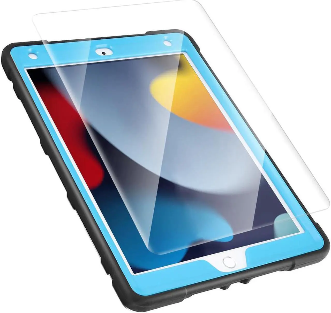Alt view image 4 of 6 - JIACHARMED For Apple iPad 9th/8th/7th Generation Case 10.2 inch Hybrid Shockproof Heavy Duty Rugged Stand Case Protective Cover with Screen Protector & Stylus Pencil. Blue