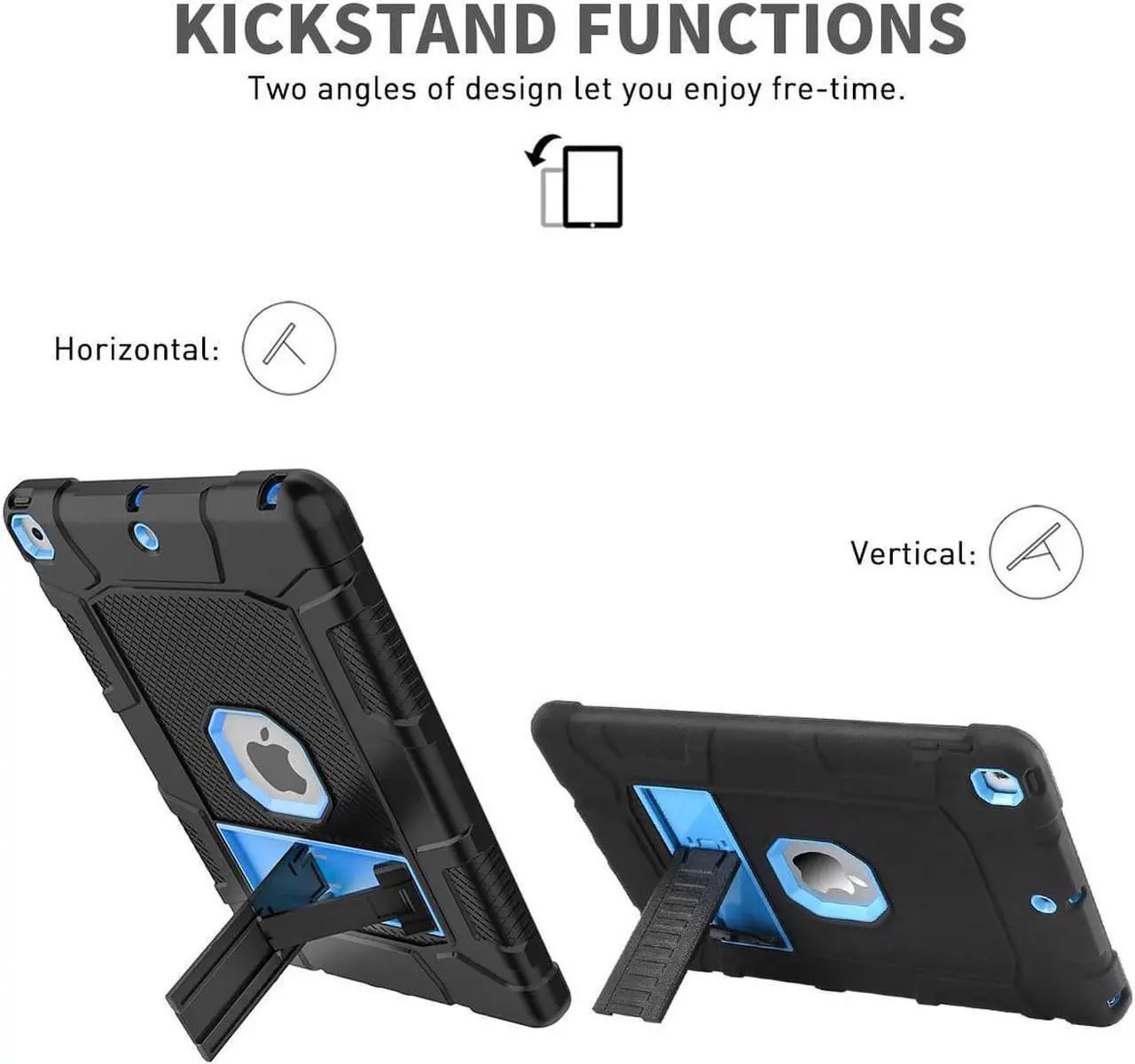 Alt view image 6 of 6 - JIACHARMED For Apple iPad 9th/8th/7th Generation Case 10.2 inch Hybrid Shockproof Heavy Duty Rugged Stand Case Protective Cover with Screen Protector & Stylus Pencil. Blue