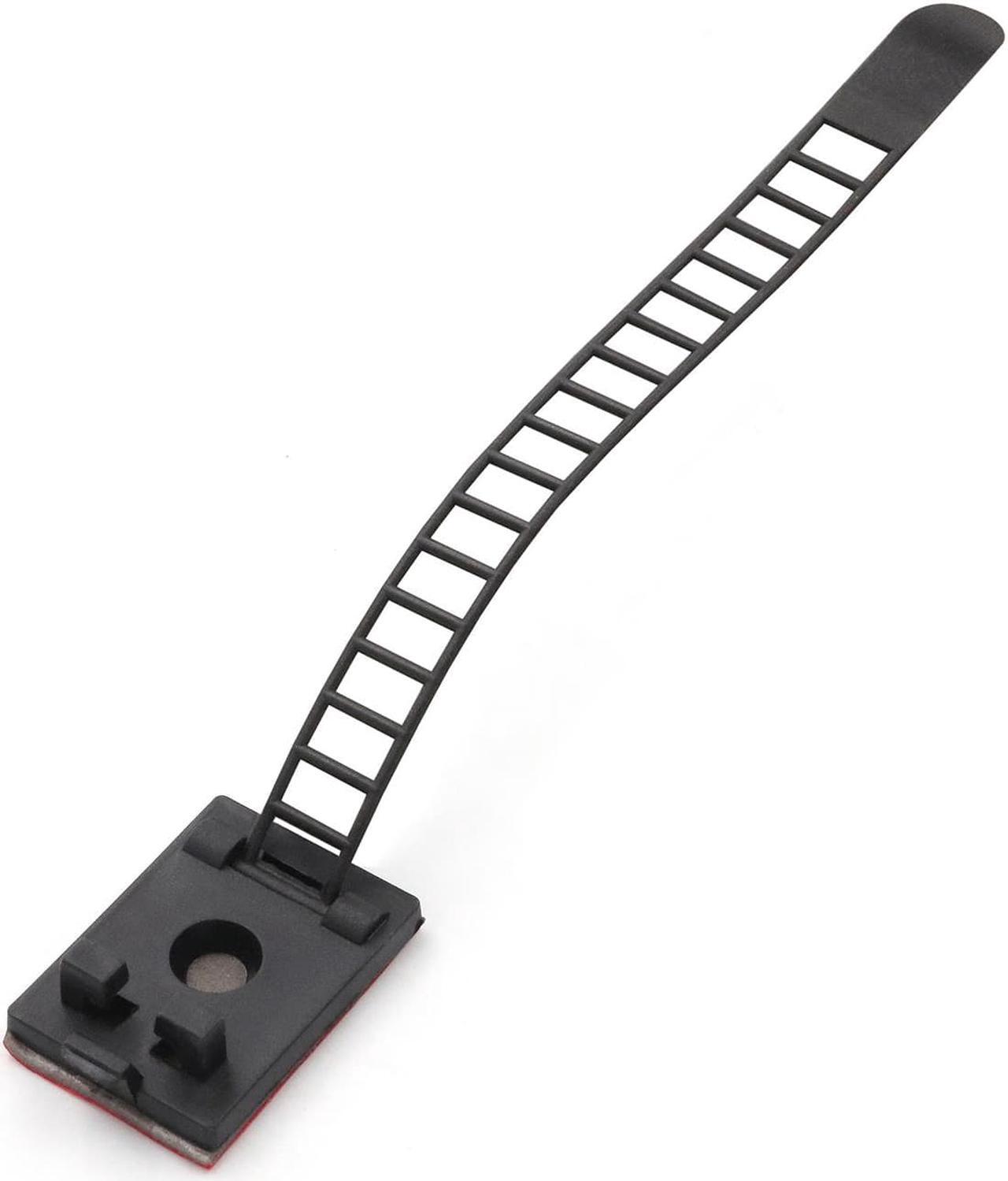 Alt view image 2 of 7 - Mini Cable Clips 3M Adhesive, Multipurpose Cord and Wire Organizer for Cable Management Adjustable Large, 21 mm Wide, 60 Pack - 60 Pack Bundled with 10 Bonus Reusable Cable Ties (Black)