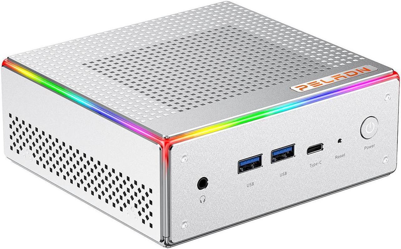 Peladn Desktop Mini PC HA4  Ryzen 7 7840HS(16GB+512G, Up to 4.75GHz) Desktop Computer with W11 DDR5 Computer Support 4K Four Display/USB3/WiFi 6/BT5.2/2.5Gbps