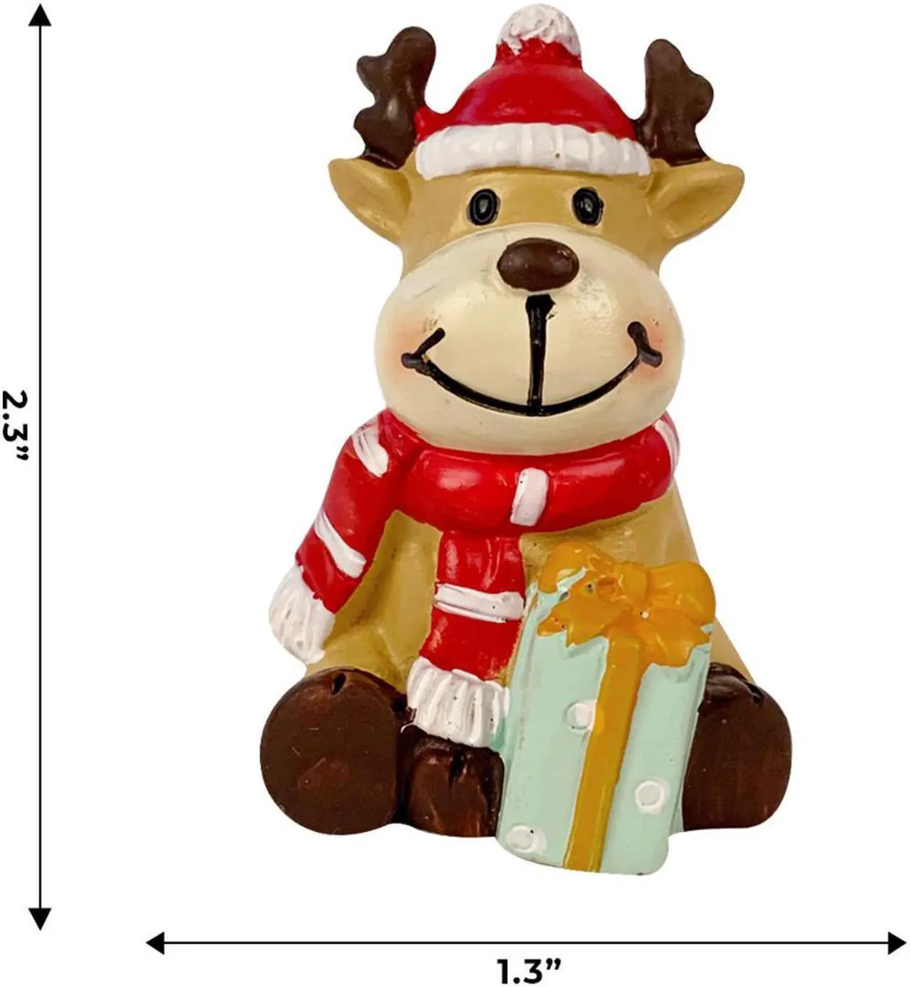 Alt view image 5 of 6 - 2" Christmas Village Figurine Hand Crafted Décor House Resin Santa Reindeer