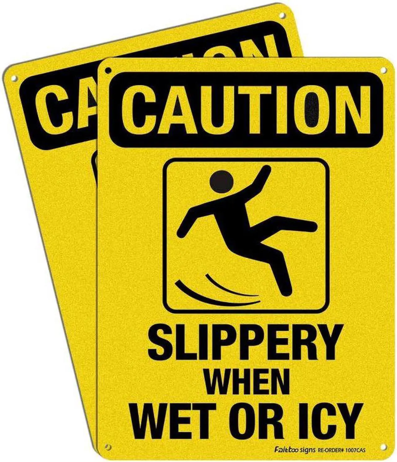 Main image of Caution Sign Slippery When Wet or Icy Sign 2 Pack 10 x 7 In Reflective Aluminum