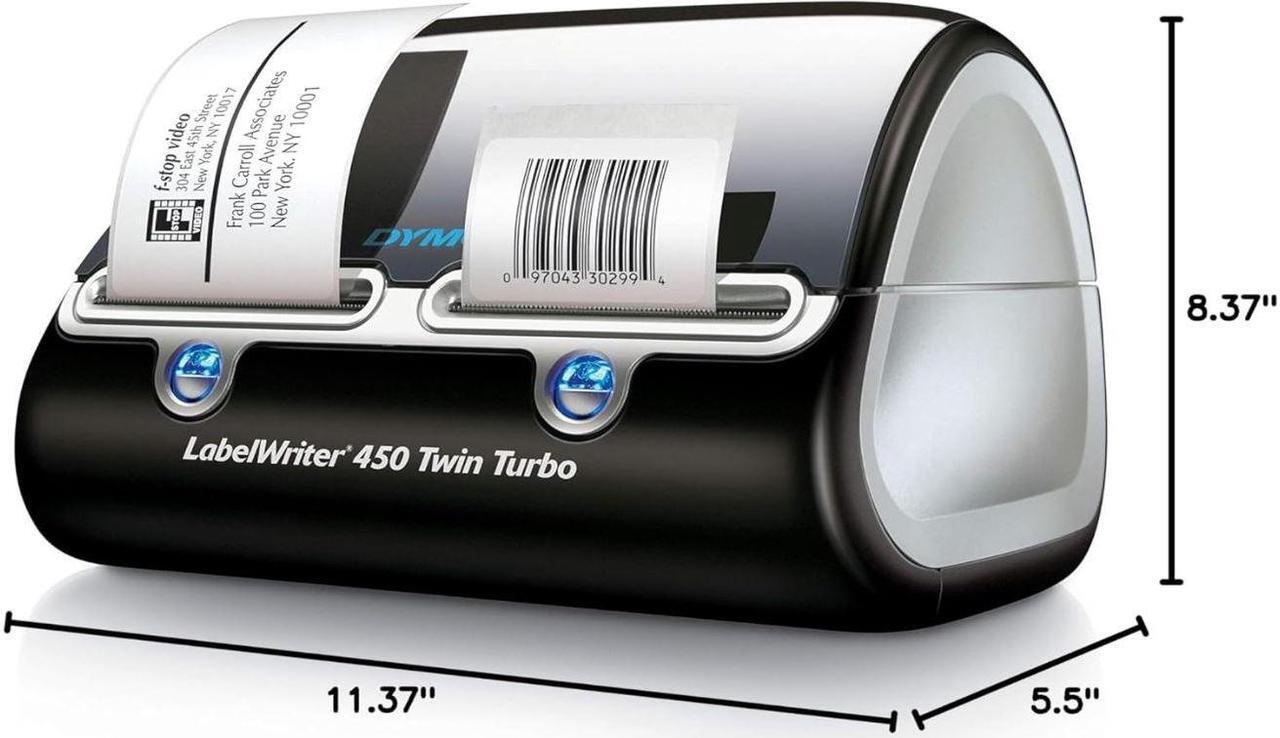Alt view image 3 of 3 - Dymo Label Writer 450 Twin Turbo Label Printer 1750160 with Power Adapter