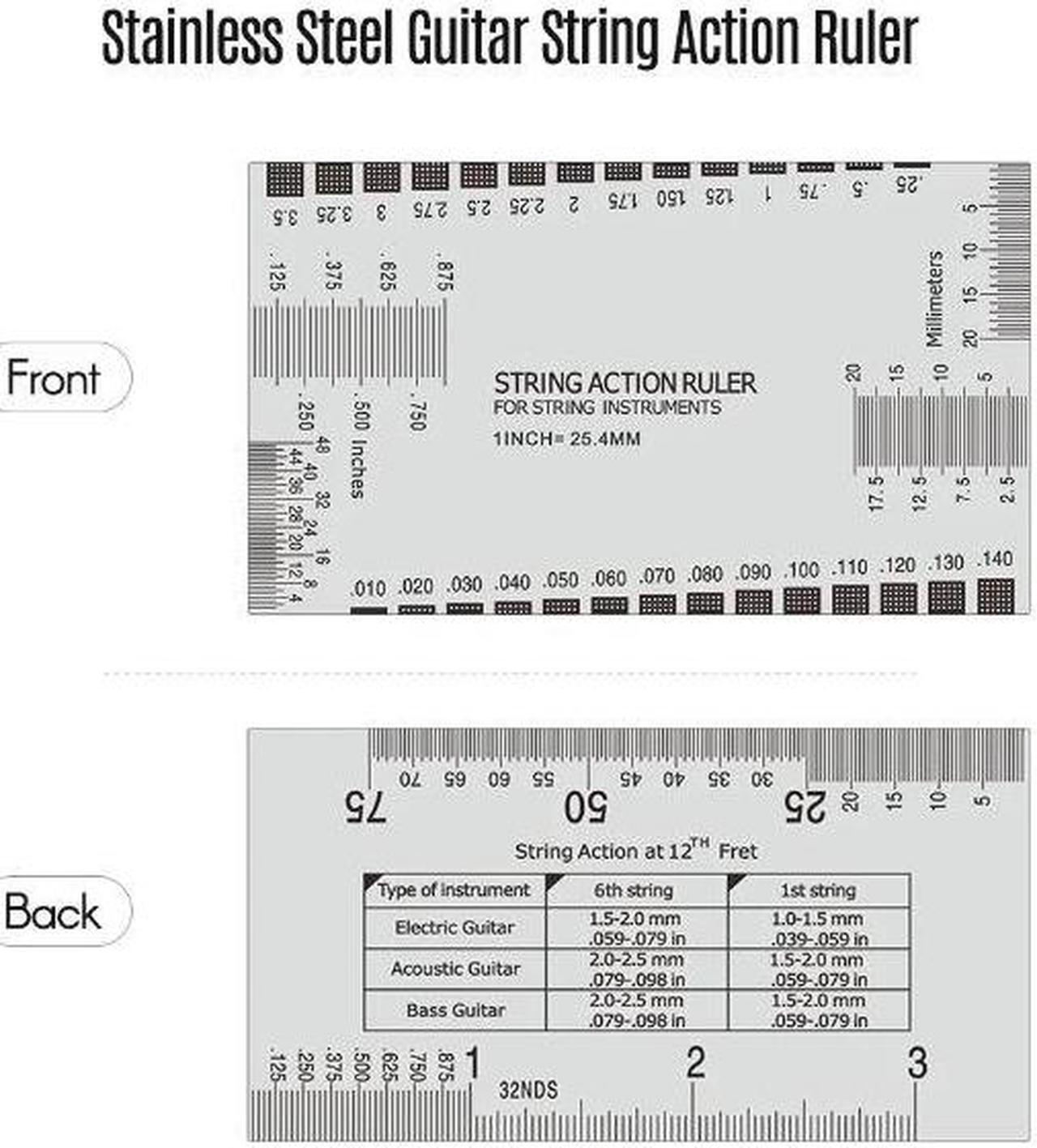 Main image of Guitar String Ruler Stainless Steel String Action Ruler Gauge Tool