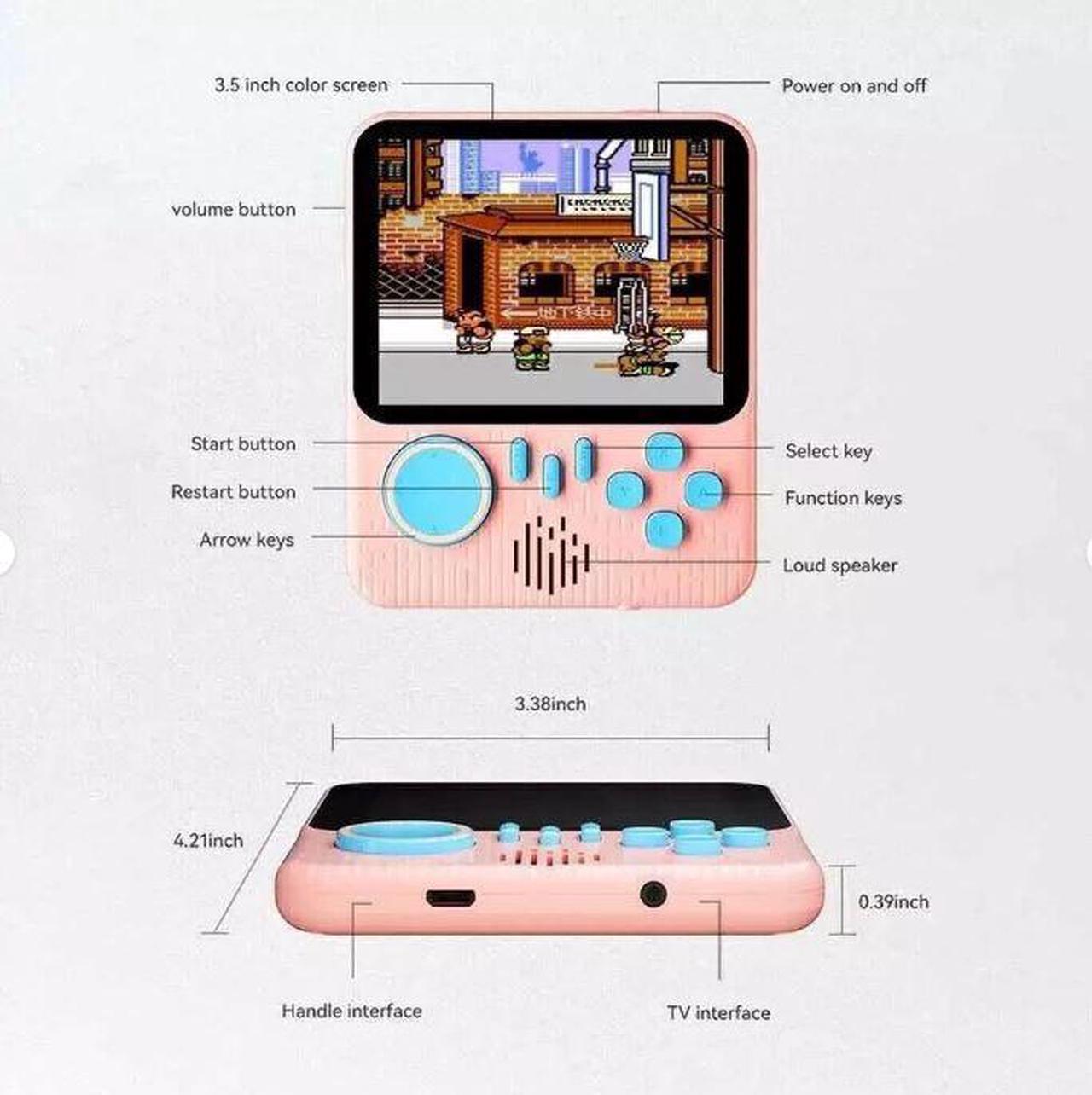 Alt view image 3 of 6 - Portable Retro Handheld Game Console 600 Classic Games 3.5" Screen Grey