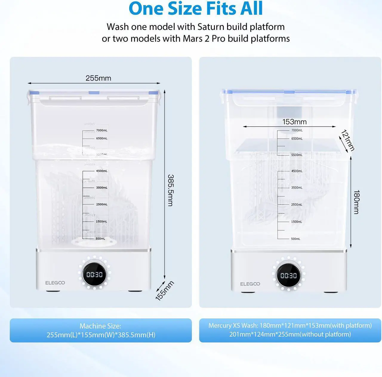 Alt view image 2 of 7 - ELEGOO Mercury XS Bundle with Separate Washing and Curing Station for Large Resin 3D Printed Models, Compatible with Saturn and Mars LCD 3D Printers, with a Handheld UV Lamp
