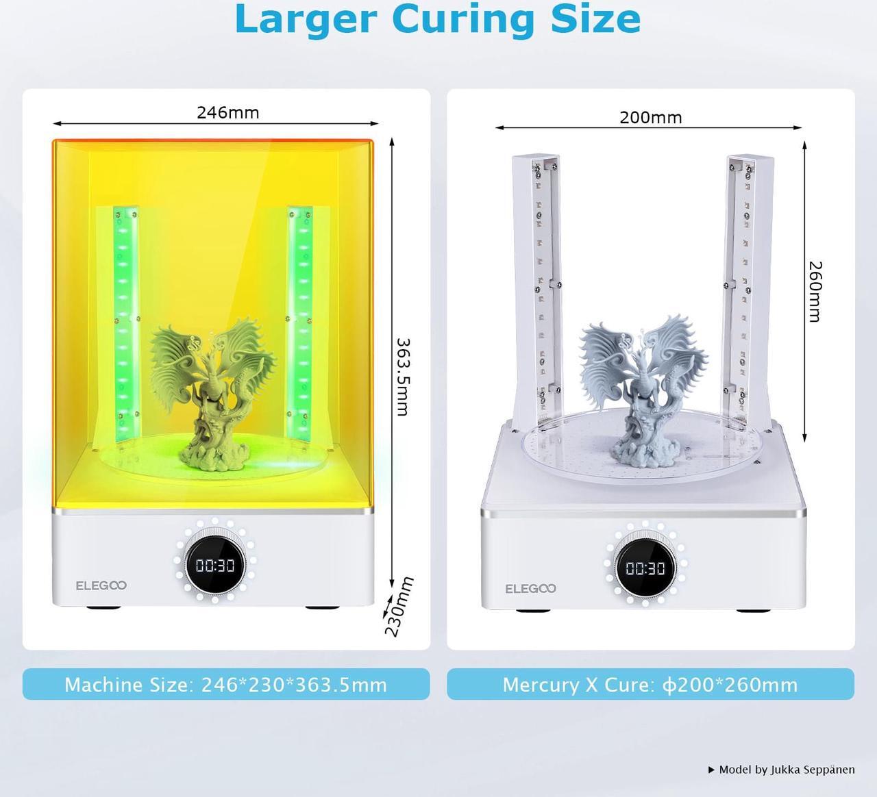 Alt view image 2 of 7 - ELEGOO Mercury X Bundle Wash and Cure Station Simultaneous Working Add Bottom Light Source Fresnel Lens for LCD MSLA DLP 3D Printers UV Curing Box