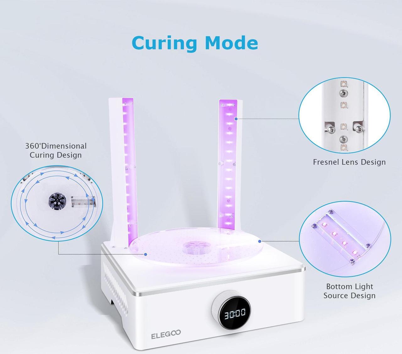 Alt view image 4 of 7 - ELEGOO Mercury X Bundle Wash and Cure Station Simultaneous Working Add Bottom Light Source Fresnel Lens for LCD MSLA DLP 3D Printers UV Curing Box