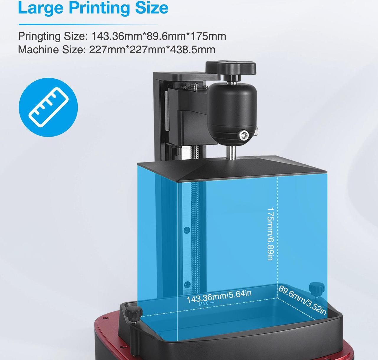Alt view image 4 of 5 - ELEGOO Resin 3D Printer, Mars 3 Pro MSLA 3D Printer with 6.6-Inch Ultra 4K Monochrome LCD, Print Size of 143.43×89.6×175mm / 5.647×3.52×6.8in and Replaceable Activated-Carbon.