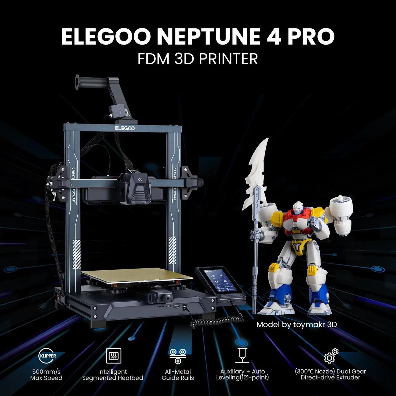 Alt view image 7 of 7 - ELEGOO Neptune 4 PRO FDM 3D Printer