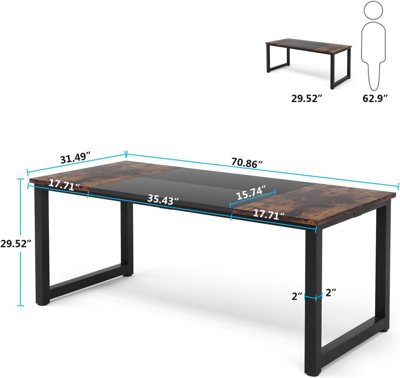 Alt view image 7 of 7 - Tribesigns Modern Computer Desk, 70.8 x 31.5 inch Large Office Desk Computer Table Study Writing Desk Workstation for Home Office, Black Metal Frame