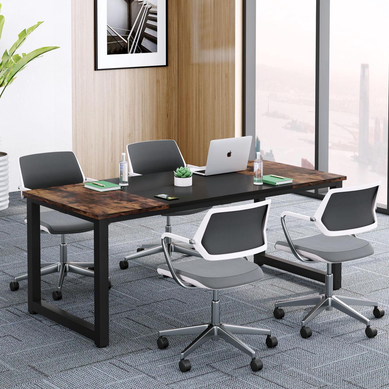 Alt view image 3 of 7 - Tribesigns Modern Computer Desk, 70.8 x 31.5 inch Large Office Desk Computer Table Study Writing Desk Workstation for Home Office, Black Metal Frame