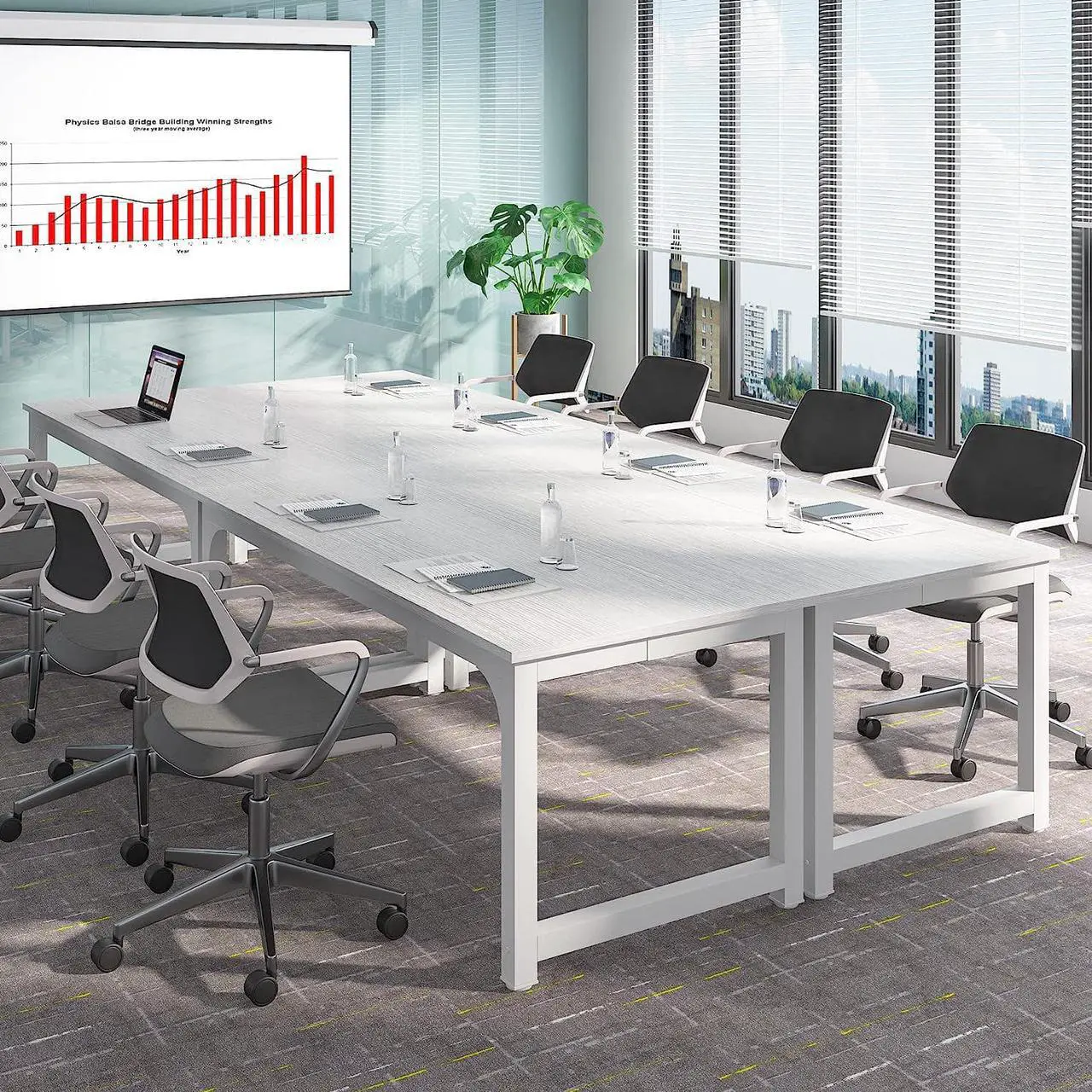 Alt view image 3 of 5 - Tribesigns Modern Computer Desk, 70.8 x 31.5 inch Large Office Desk Computer Table Study Writing Desk Workstation for Home Office, Black Metal Frame White