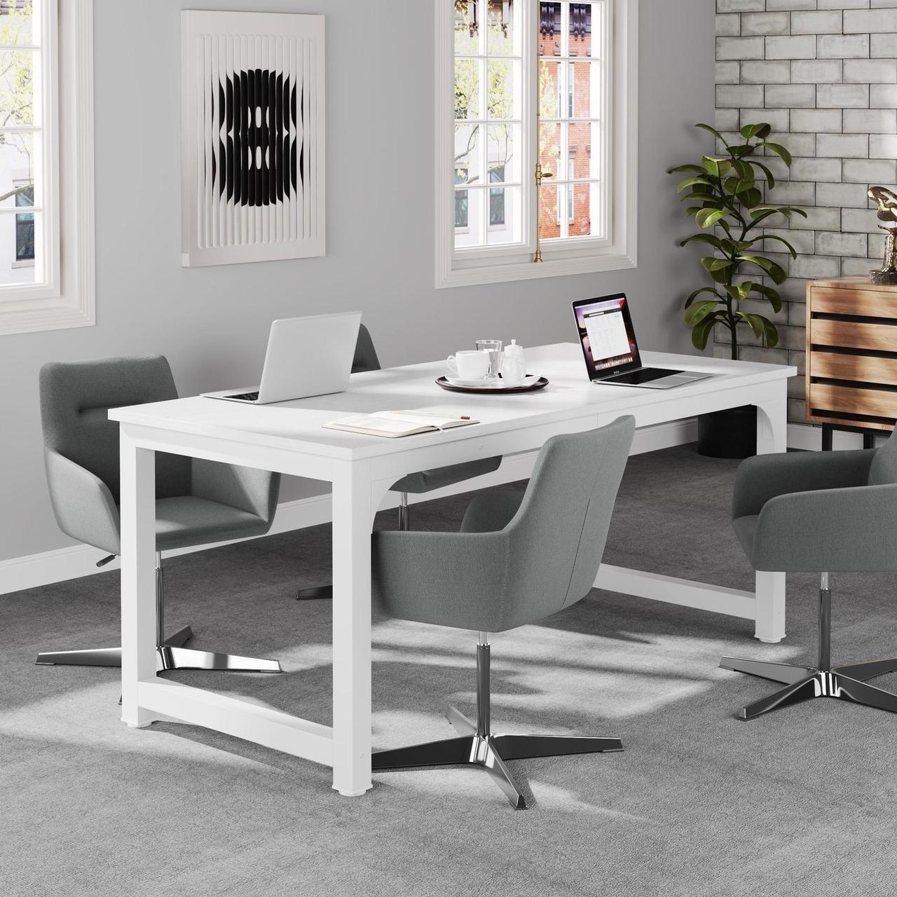 Main image of Tribesigns Gaming Table 63Executive Desk, Large Office Computer Desk with Thicken Frame, Modern Simple Workstation Business Furniture for Home Office, White