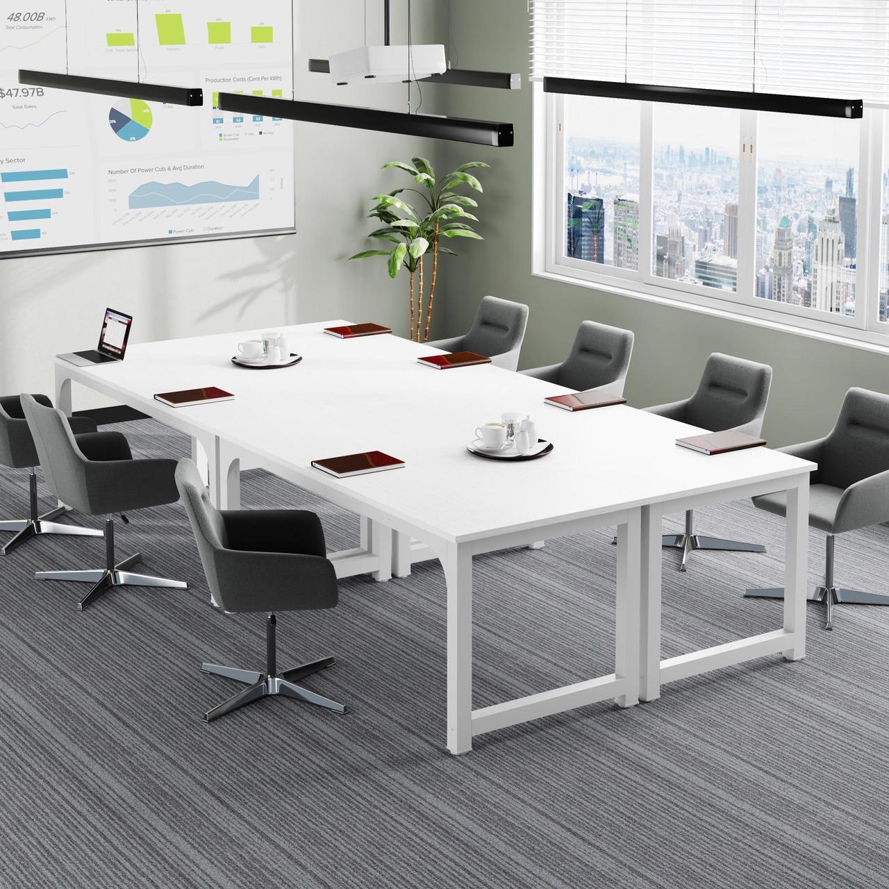 Alt view image 3 of 7 - Tribesigns Gaming Table 63Executive Desk, Large Office Computer Desk with Thicken Frame, Modern Simple Workstation Business Furniture for Home Office, White