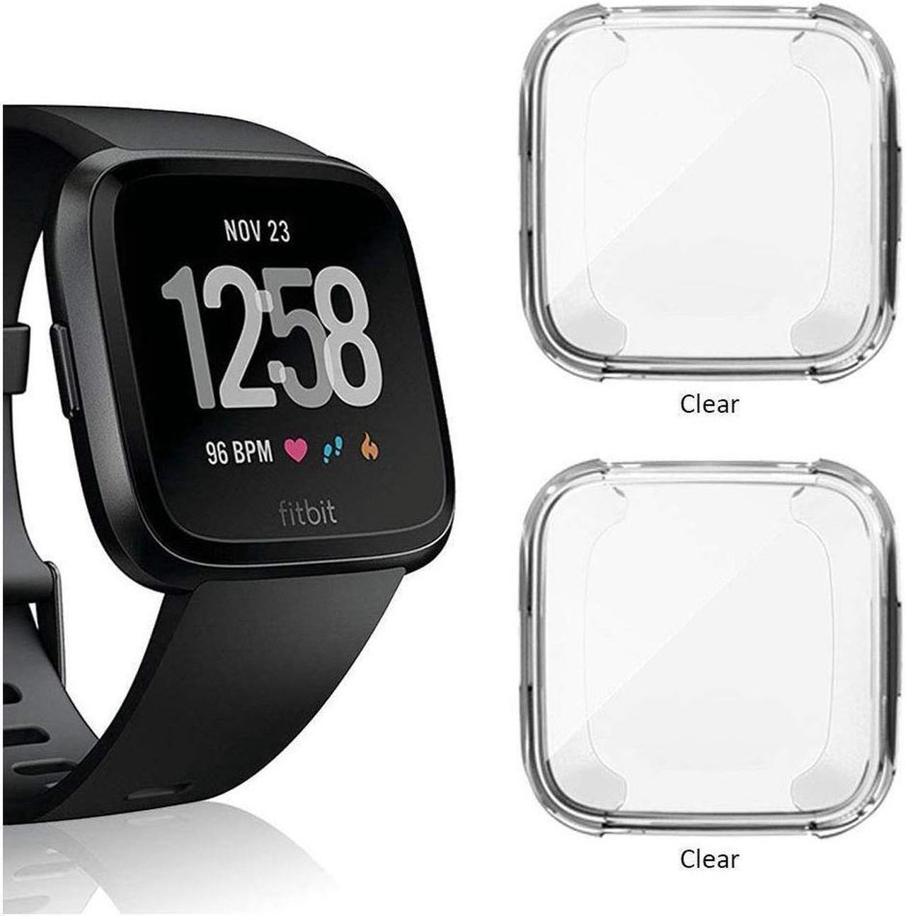 BONAEVER 2 Pack Screen Protector Case for Fitbit Versa Soft TPU Slim Fit Full Cover Screen Protector Case for Fitbit Versa Smartwatch B s Accessories