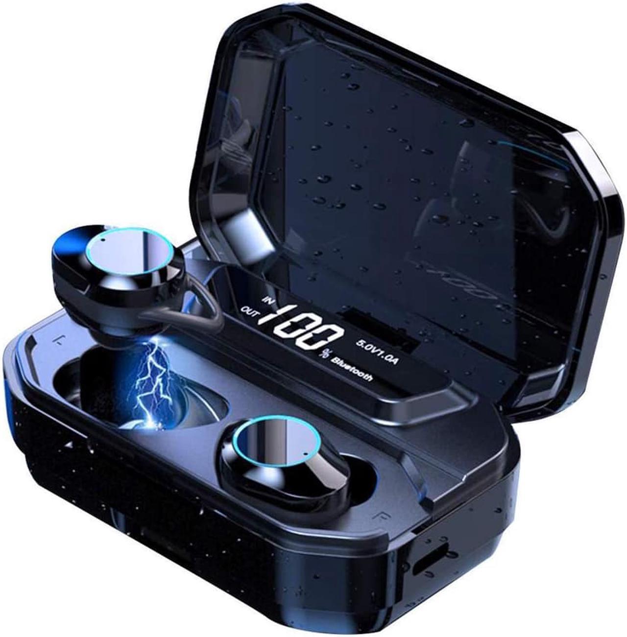 Earbuds Bluetooth wireless WERLEO True Wireless Bluetooth 5.0 Earphones with Intelligent LED Display Touch Screen One Key Control Auto Pairing Headphones IPX68 Waterproof 3500mA 110H Play Time Case