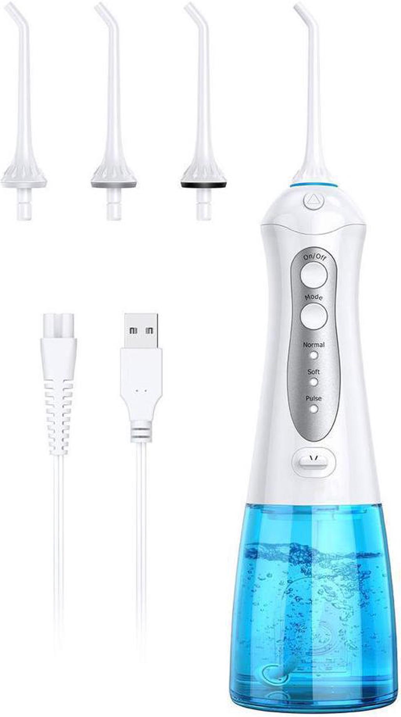 Water Flosser Cordless Teeth Cleaner with 3 Modes 4 Jets, Portable Dental Oral Irrigator, IPX7 Waterproof and USB Rechargeable with 300ML Water Tank for Travel Home Braces and Bridges Care