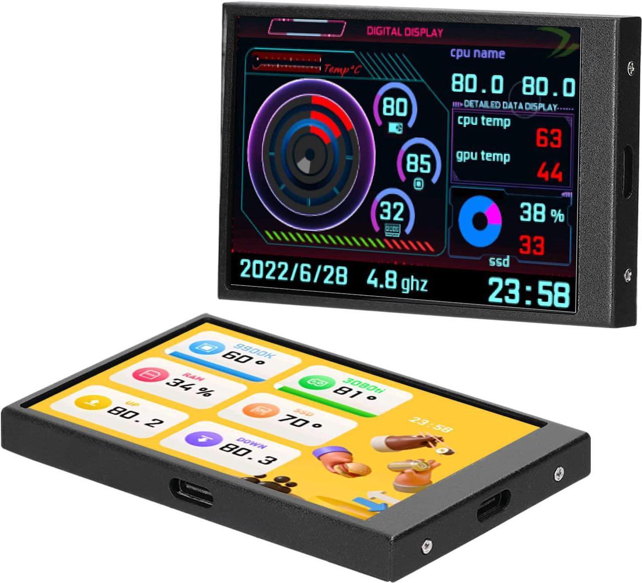 Alt view image 5 of 7 - 3.5 Inch IPS Display Screen USB Secondary Screen Computers CPU GPU RAM HDD Monitor Time Date Display Horizontal Vertical Screen Switch
