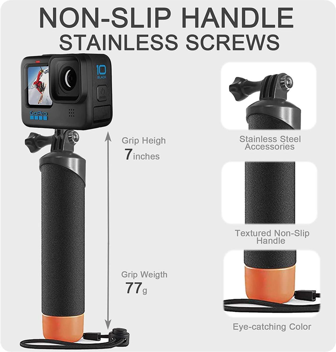 Alt view image 2 of 6 - Waterproof Monopod Floating Hand Grip for Go Pro Hero 11/10/9/8/7/6/5/4/3 Session DJI Osmo and Other Action Cameras.Snorkeling Underwater Diving Selfie Pole Stick