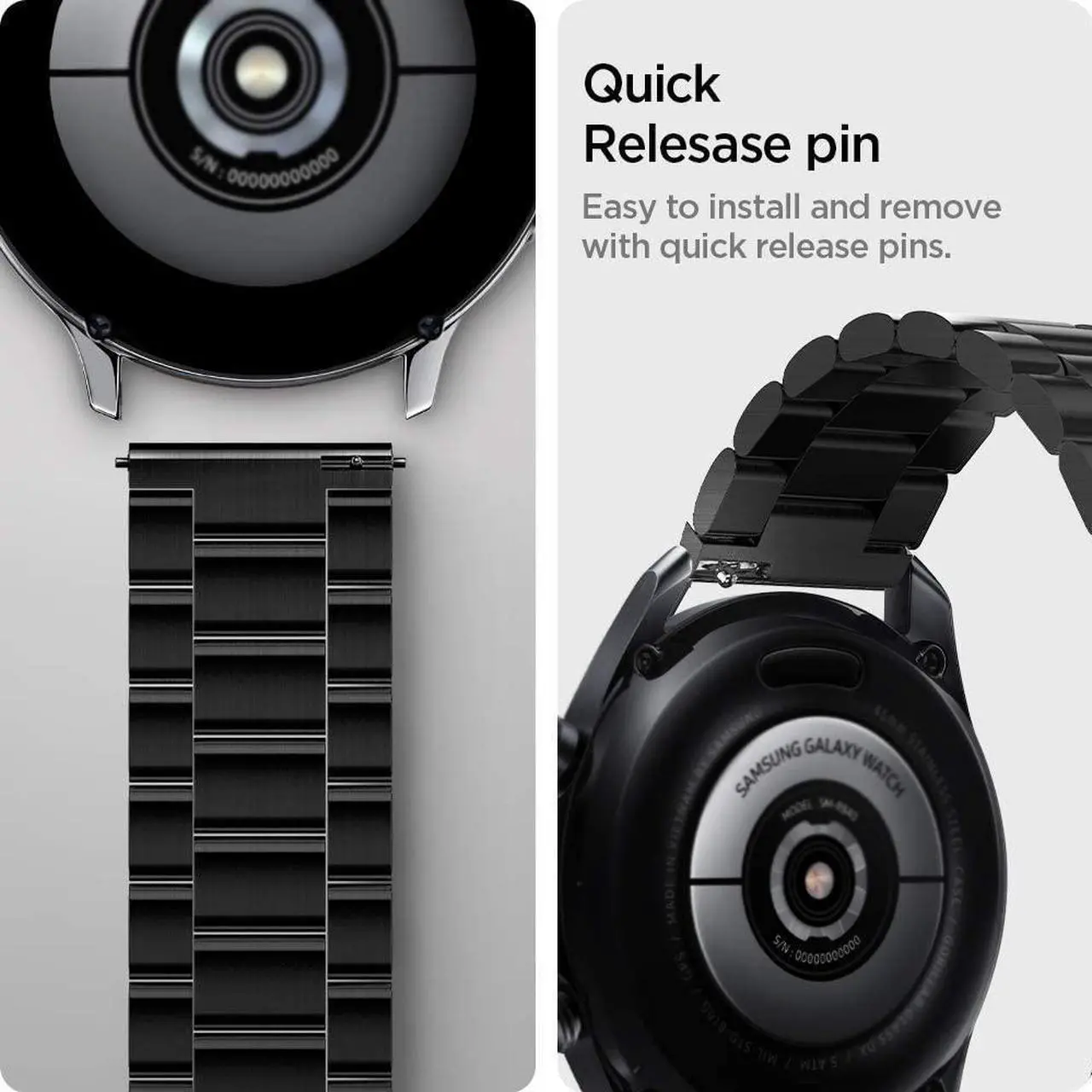 Alt view image 6 of 6 - For Samsung Galaxy Watch 3 45mm Band Strap (2020) / Galaxy Watch 46mm Band (2018) / OnePlus Watch Band / Gear S3 Frontier Band / S3 Classic Band Strap