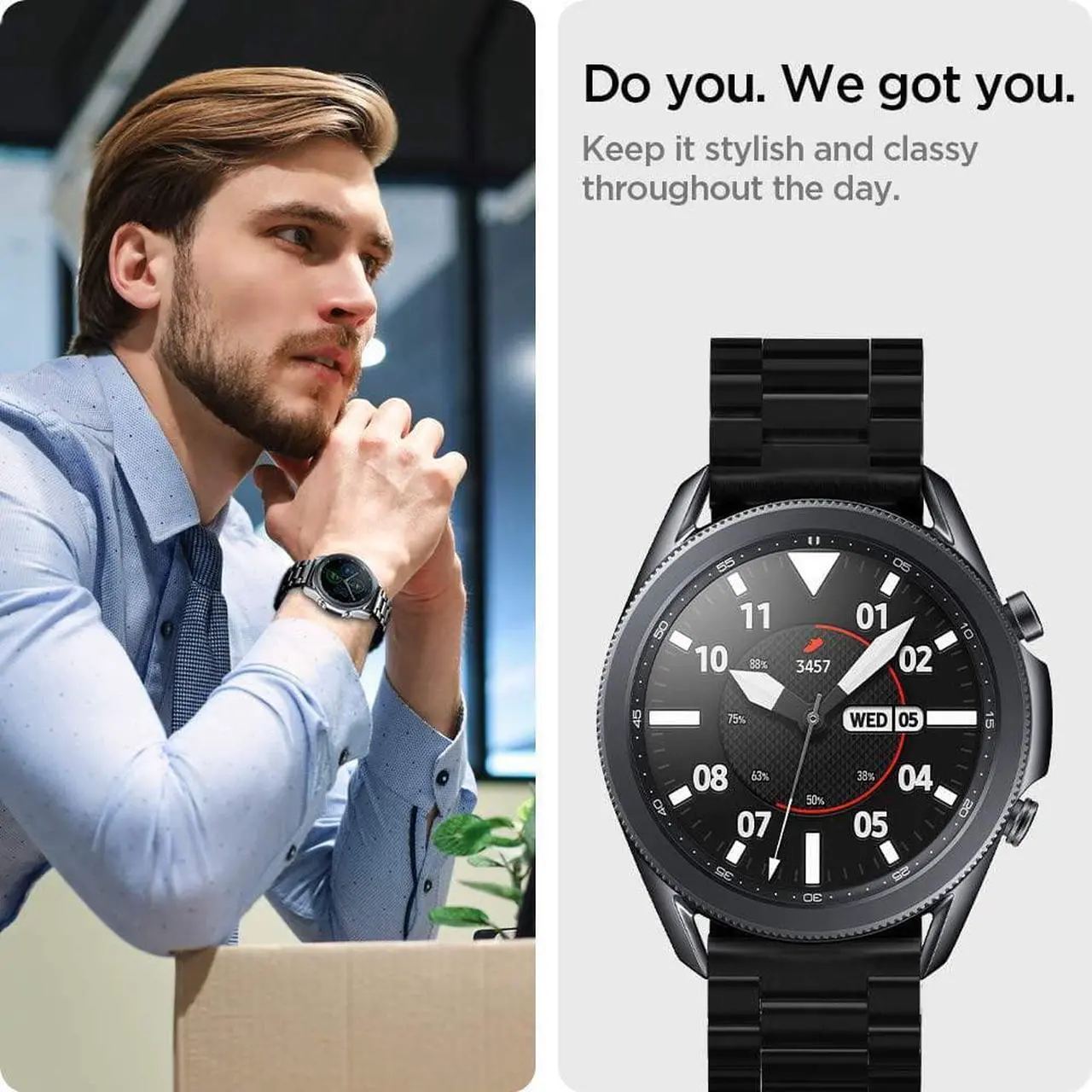 Alt view image 3 of 6 - For Samsung Galaxy Watch 3 45mm Band Strap (2020) / Galaxy Watch 46mm Band (2018) / OnePlus Watch Band / Gear S3 Frontier Band / S3 Classic Band Strap